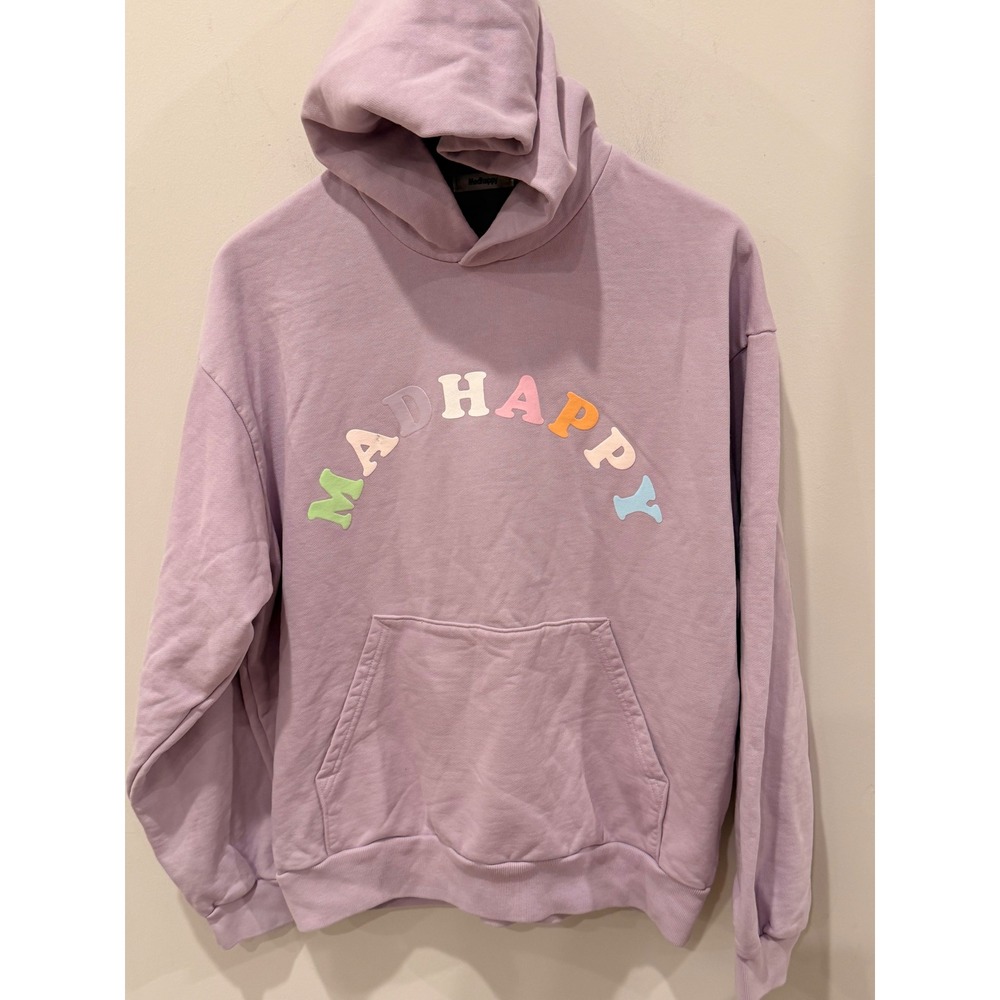 Madhappy Hoodie Lavender Purple Multi Color Arched Logo Pullover Sweatshirt M